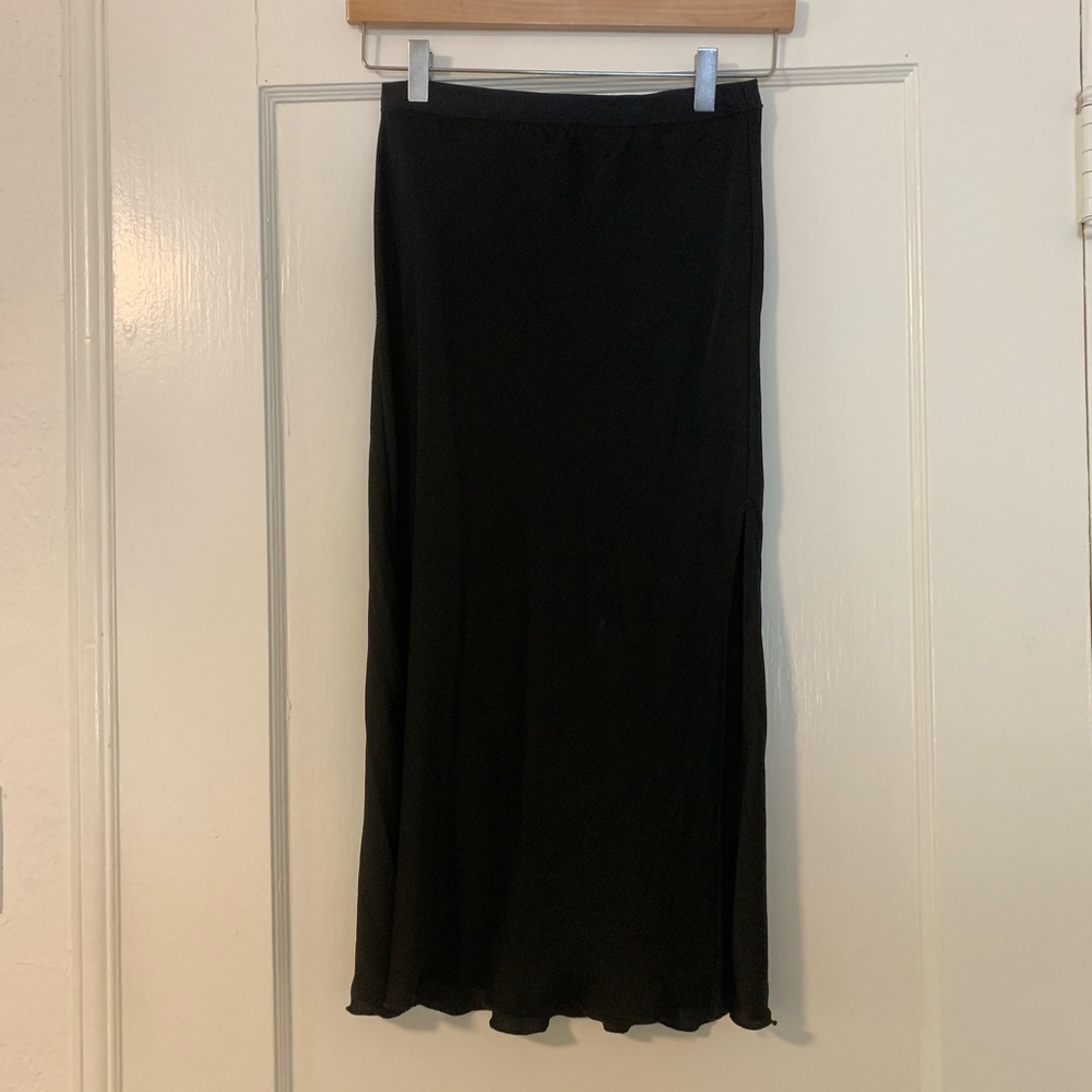 Black silk midi skirt - FREE PEOPLE